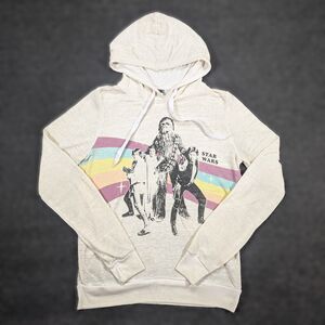 Star Wars Graphic Hoodie Womens L Off White Retro Original Trilogy Sweater